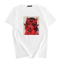 Dame T-shirt med djævleprint B353 5