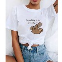 Dame T-shirt med dovendyrsprint 4