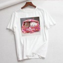 Dame T-shirt med dyreprint B332 9