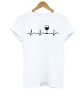 Dame-T-shirt med et glas vin 2