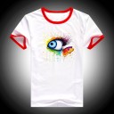 Dame T-shirt med farverigt print B391 1