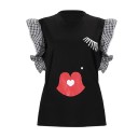 Dame T-shirt med flæseærmer B182 7