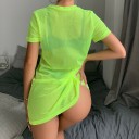 Dame T-shirt med gennemsigtig neonprint 3