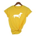 Dame-T-shirt med gravhund-print 8