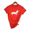 Dame-T-shirt med gravhund-print 3