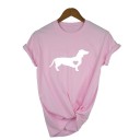 Dame-T-shirt med gravhund-print 5