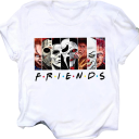 Dame T-shirt med gyserprint Venner Ikoniske figurer Filmfigurer Gysermotiv Sjovt design Kortærmet Streetwear-stil 2