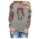 Dame T-shirt med hesteprint B349 7