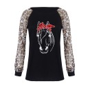 Dame T-shirt med hesteprint B349 3
