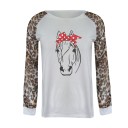 Dame T-shirt med hesteprint B349 4
