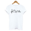 Dame T-shirt med hjerteslag og hundepotetryk J1798 2