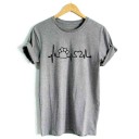 Dame T-shirt med hjerteslag og hundepotetryk J1798 3