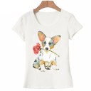 Dame T-shirt med hundeprint A1312 2