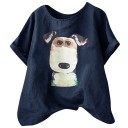 Dame T-shirt med hundeprint 9