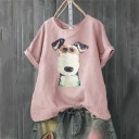 Dame T-shirt med hundeprint 4