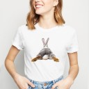 Dame T-shirt med kaninprint B376 4