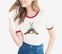 Dame T-shirt med kaninprint B376 5