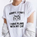 Dame T-shirt med kat B102 1