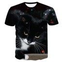 Dame T-shirt med katteprint 15