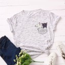 Dame T-shirt med katteprint B289 10