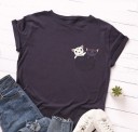 Dame T-shirt med katteprint B289 5