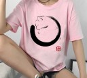 Dame T-shirt med katteprint B360 8