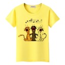 Dame T-shirt med katteprint 1