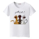 Dame T-shirt med katteprint 7