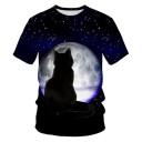 Dame T-shirt med katteprint 1