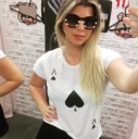 Dame-T-shirt med kortmotiv 2