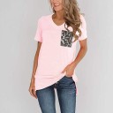 Dame T-shirt med leopardlomme 2
