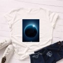 Dame T-shirt med måneprint 1