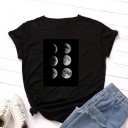 Dame T-shirt med måneprint 2