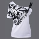 Dame T-shirt med off-shoulder-motiv A1206 6