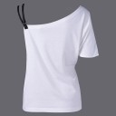 Dame T-shirt med off-shoulder-motiv A1206 4