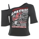 Dame T-shirt med off-shoulder-motiv Løs pasform Stilfuldt print Streetwear-motiv Moderigtig top med asymmetrisk halsudskæring Sommer afslappet mode 4