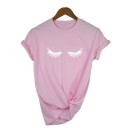 Dame T-shirt med øjenvippeprint 5