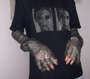 Dame T-shirt med pailletter A784 1