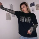 Dame T-shirt med pailletter A784 2