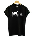 Dame T-shirt med print - Hjerteslag og hest J1797 2