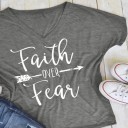 Dame-T-shirt med &quot;Faith Over Fear&quot;-print J2424 2