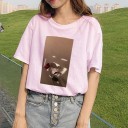 Dame T-shirt med roseprint B402 7