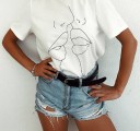 Dame-T-shirt med silhuetmotiv 5