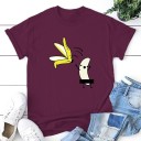 Dame T-shirt med sjovt bananprint 7