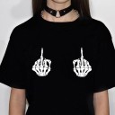 Dame T-shirt med sjovt håndtryk 5