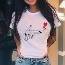 Dame T-shirt med sjovt håndtryk 11