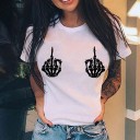 Dame T-shirt med sjovt håndtryk 4