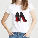 Dame T-shirt med skoprint 5