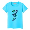 Dame T-shirt med sommerfugleprint 15