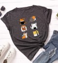 Dame T-shirt med sushi- og katteprint 8